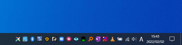 タスクトレイのアイコンが一覧表示される