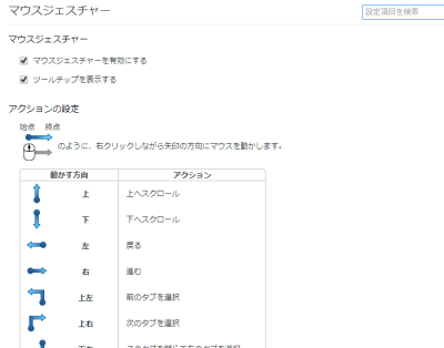 マウスジェスチャーの設定