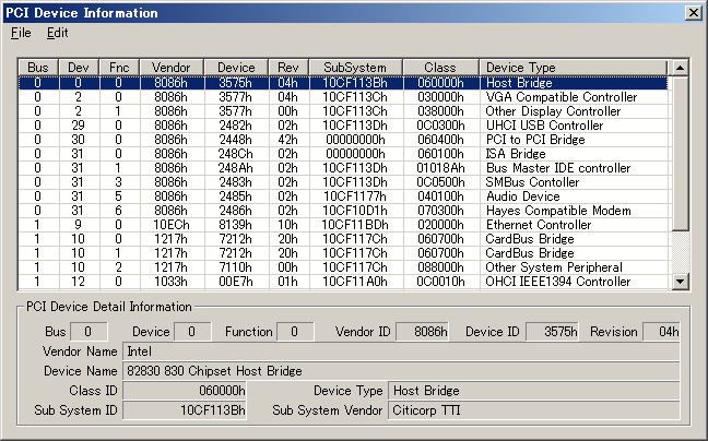 PCI Device Information