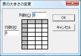 表の大きさ