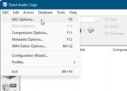 日本語化手順 - 「EAC」⇒「EAC Options」とクリック