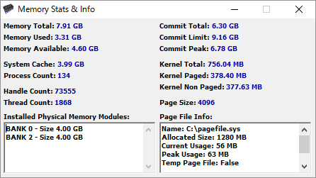 Memory Stats & Info