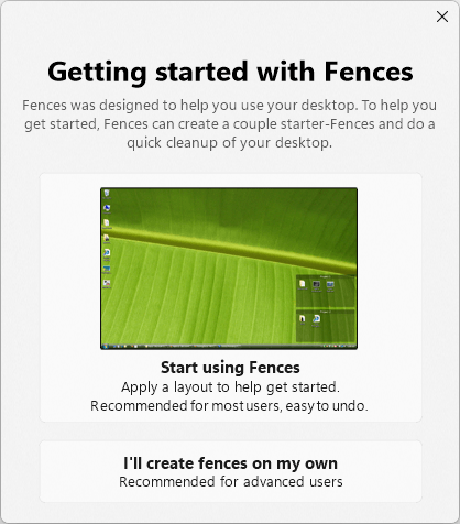 Fences の開始