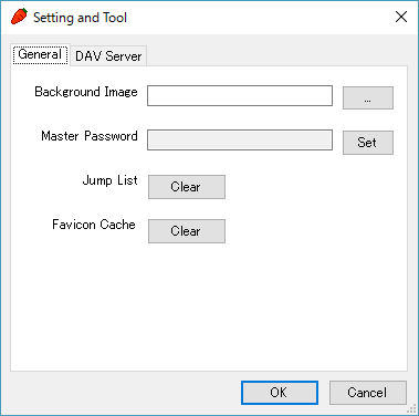 「Tool」⇒「Settings」