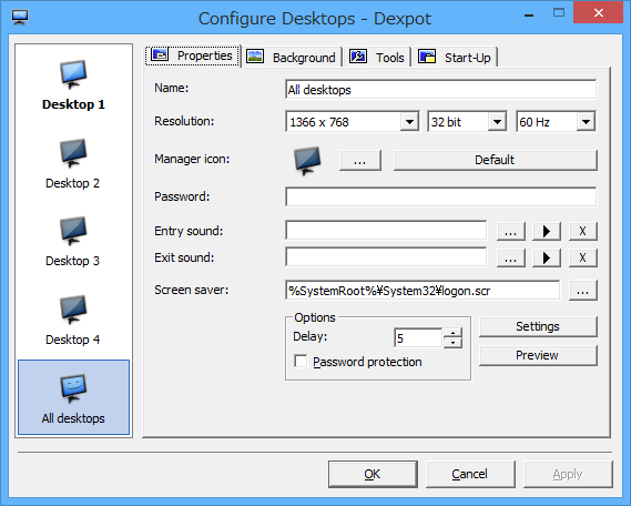 Configure Desktops - デスクトップ設定