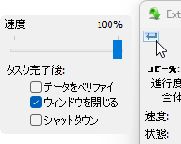 コピー実行時に設定できるオプション