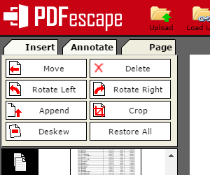 「Page」タブの表示