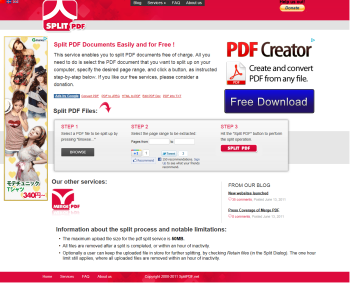 SplitPDF.net のスクリーンショット