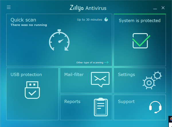 Zillya Antivirus - メイン画面