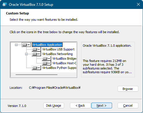 インストール - Custom Setup