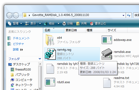 ram4g.reg の実行