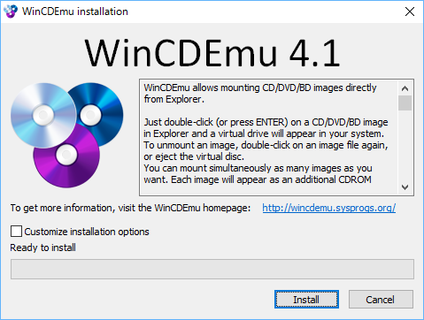 WinCDEmu - インストール