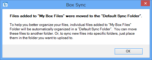 「My Box Files」フォルダー直下にファイルをコピーしたときのメッセージ