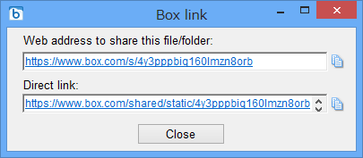 「Box Link」ダイアログボックス