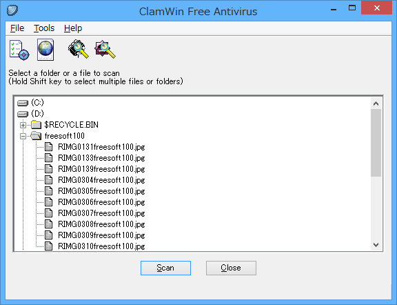 ClamWin Free Antivirus メイン画面