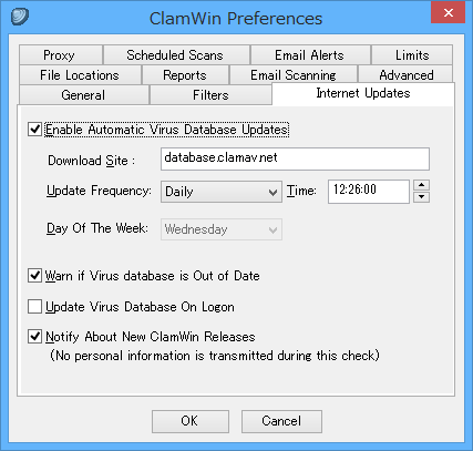 設定 - Internet Updates（インターネットアップデート）