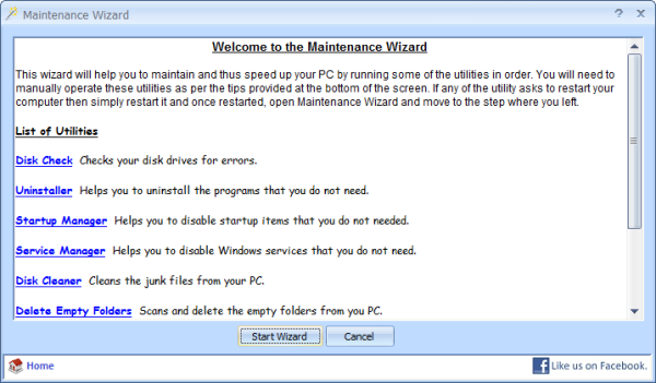Maintenance Wizard
