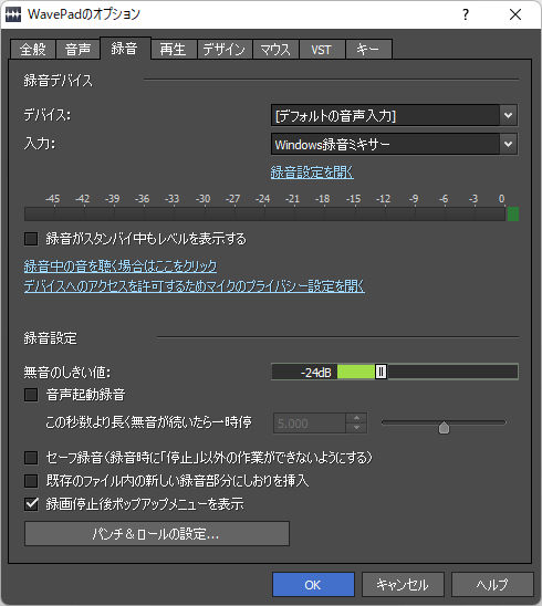 録音オプション