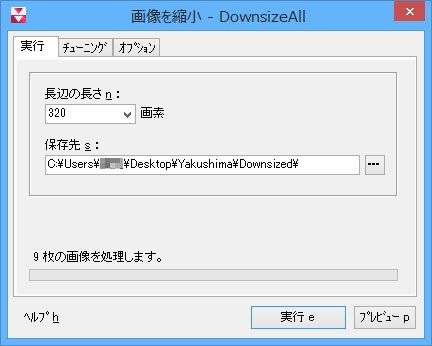 DownsizeAll ウィンドウ