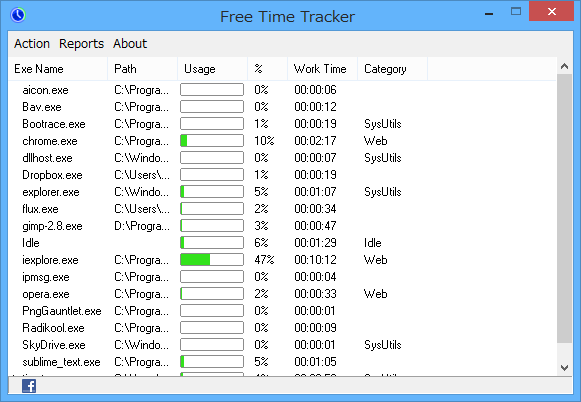 Free Time Tracker - メイン画面