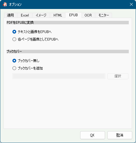 オプション - 「EPUB」タブ画面