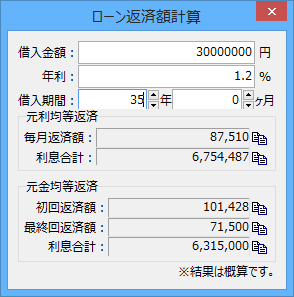 ローン返済額計算