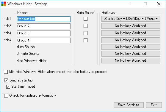 Settings（設定）