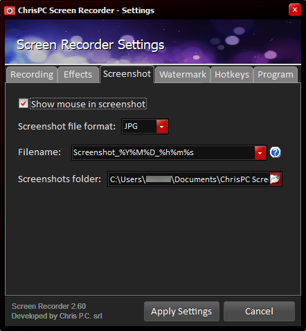 Settings - Screenshot