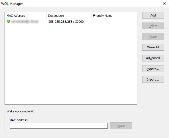 WOL（Wake-On-LAN）Manager