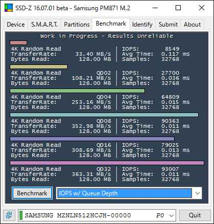 Benchmark - IOPS w/ Queue Depth