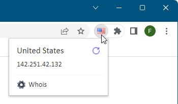 国旗アイコンをクリックすると IP アドレスも表示