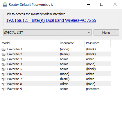 Router Default Password - メイン画面