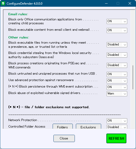 EXPLOIT GUARD、ADMIN: HIDE SECURITY CENTER 項目