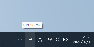 オンマウスで CPU 使用率の表示