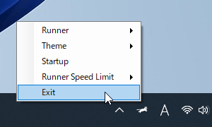 右クリックメニュー「Exit」で終了