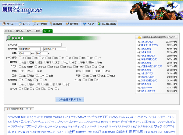 データ検索 - レース