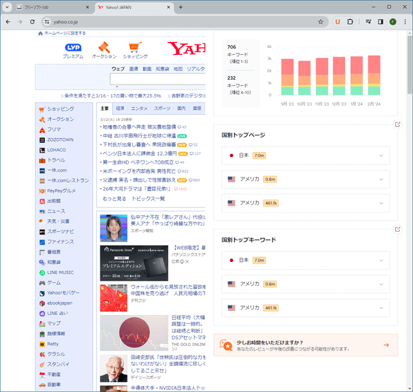 ウェブサイト分析 - ドメイン概要 - 国別