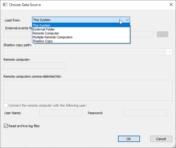 「File」⇒「Choose Data Source」