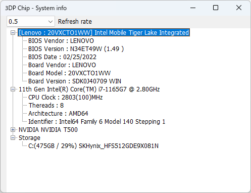 System info（システム情報）