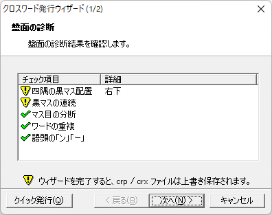 クロスワードの発行（盤面の診断）