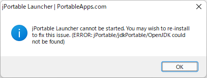 jPortable Launcher 起動エラー