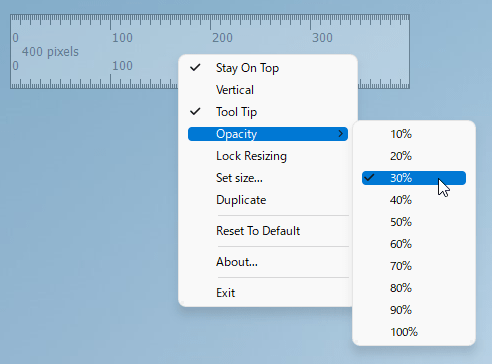 ruler の右クリックメニュー