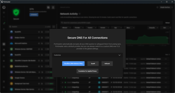 クイックセットアップ - Secure DNS の選択