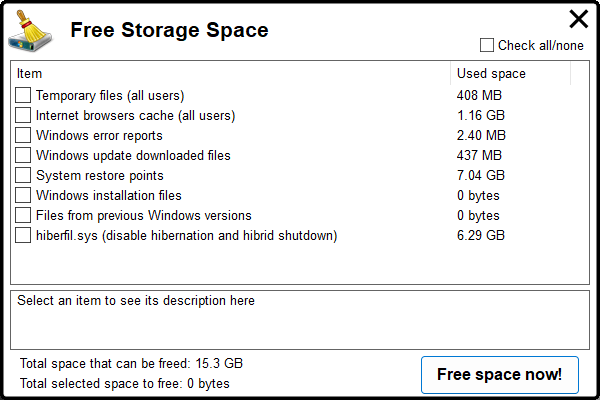 ユーティリティ - Free Storage Space