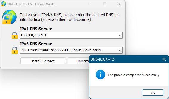 DNS ロックの実行