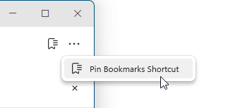 Bookmarks ウィンドウアイコンを右クリックしてピン留め