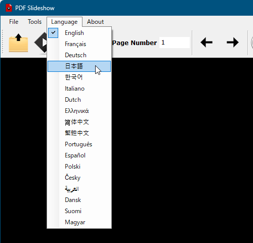 日本語化手順 - 「Language」⇒「日本語」とクリック