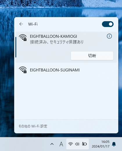 不要な SSID を非表示にしたネットワーク一覧