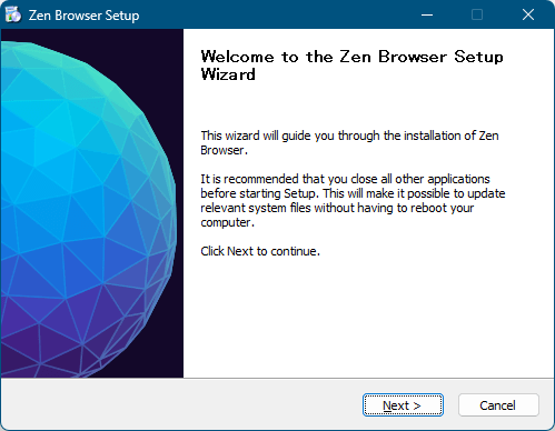 Zen Browser - インストール開始